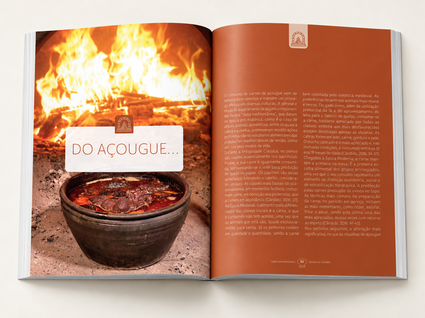 Open Portuguese editorial book spread